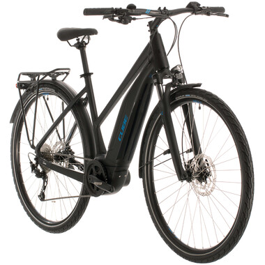 Bicicleta de viaje eléctrica CUBE TOURING HYBRID ONE 500 TRAPEZ Mujer Negro/Azul 2020 0